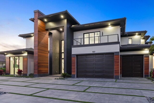 contemporary home with a garage