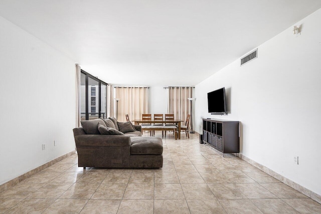 view of tiled living room