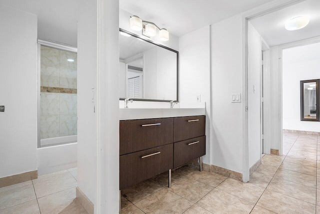 bathroom with vanity and tile patterned floors