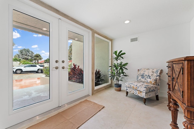 doorway to outside with french doors