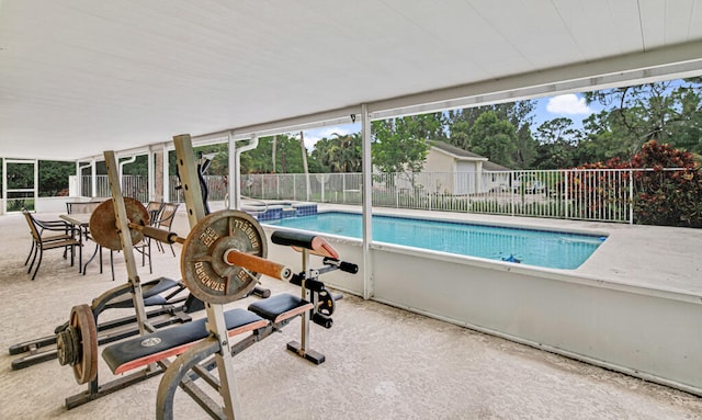 view of pool featuring a patio