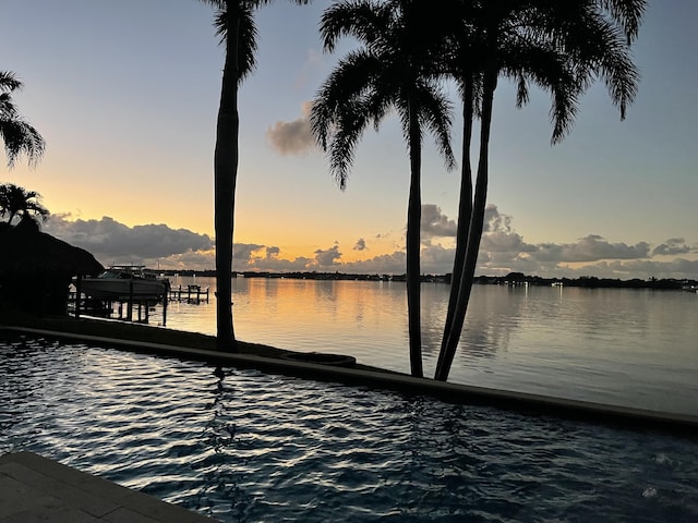 view of dock featuring a water view