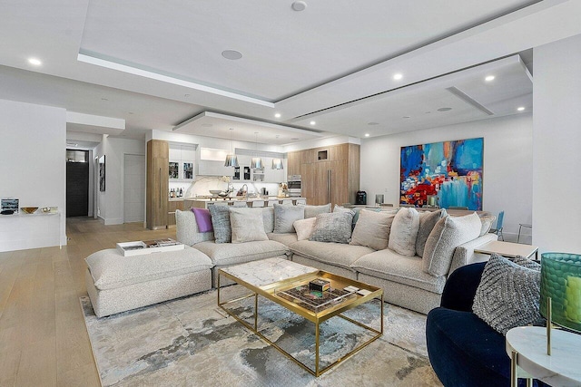 living room featuring light hardwood / wood-style flooring