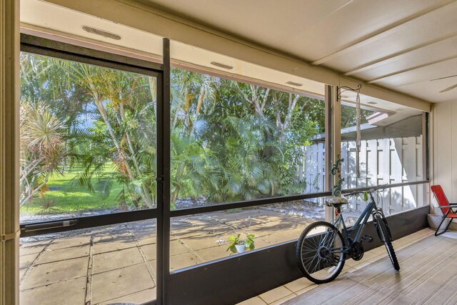 view of unfurnished sunroom