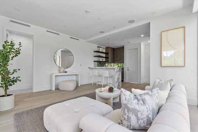 living room featuring light hardwood / wood-style floors