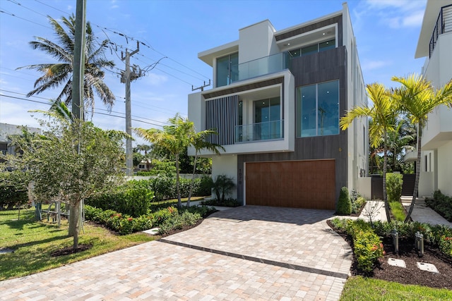 contemporary home with a garage