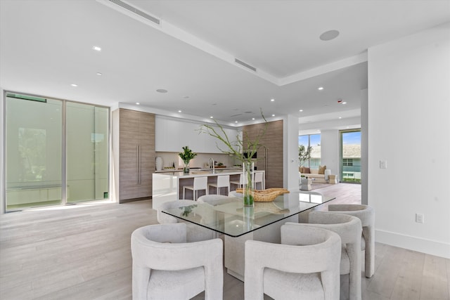 dining room with light hardwood / wood-style floors