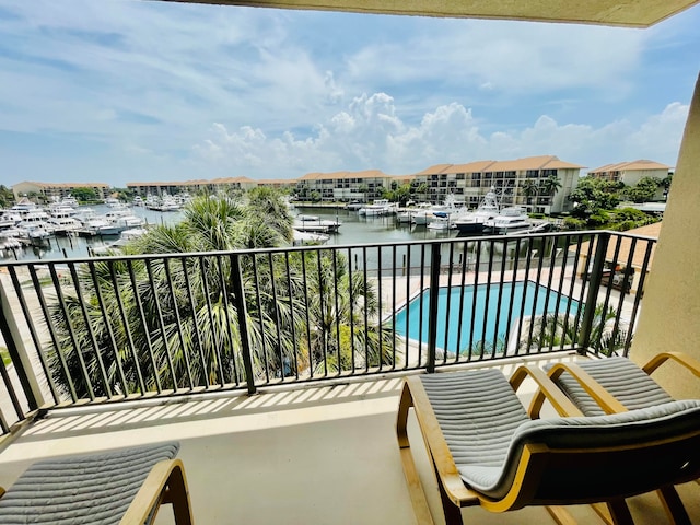 balcony with a water view