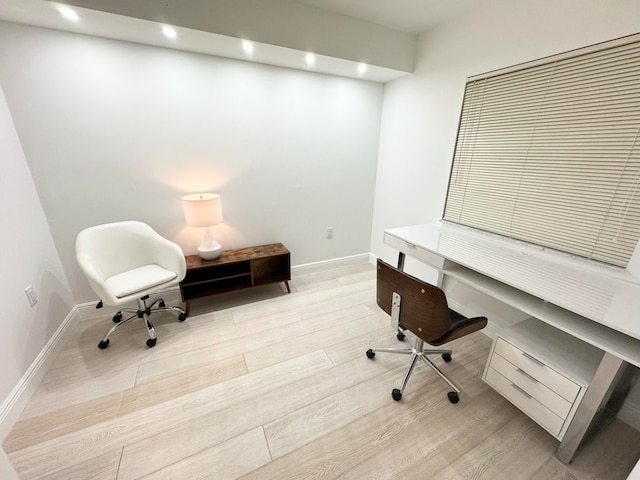 office area featuring light wood-type flooring