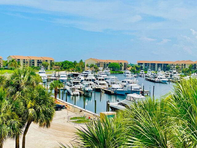 view of dock featuring a water view