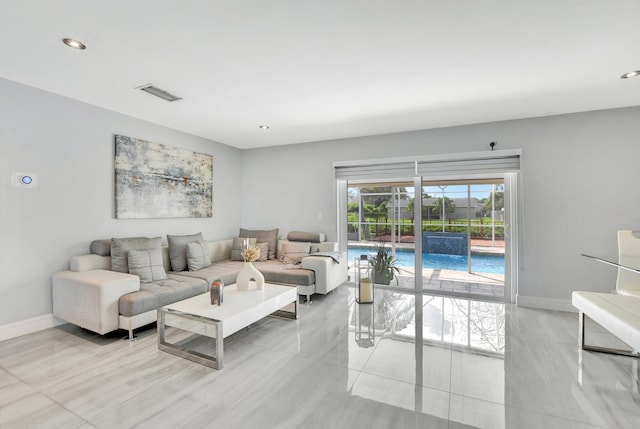 view of tiled living room