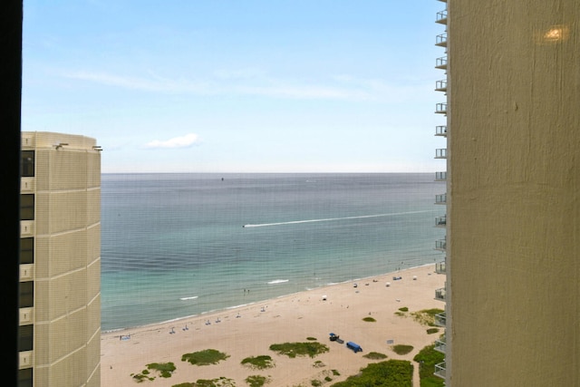 view of water feature featuring a beach view