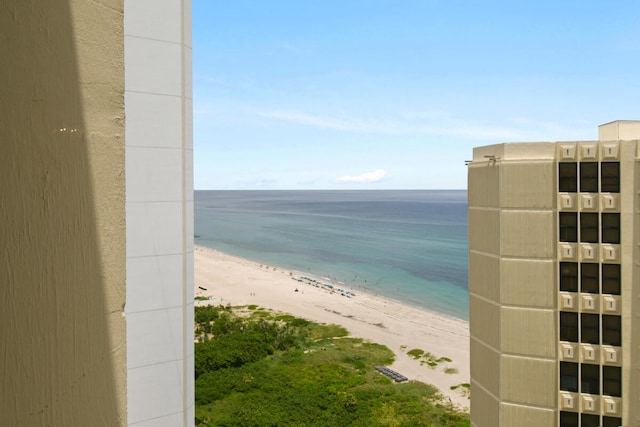 view of water feature with a view of the beach