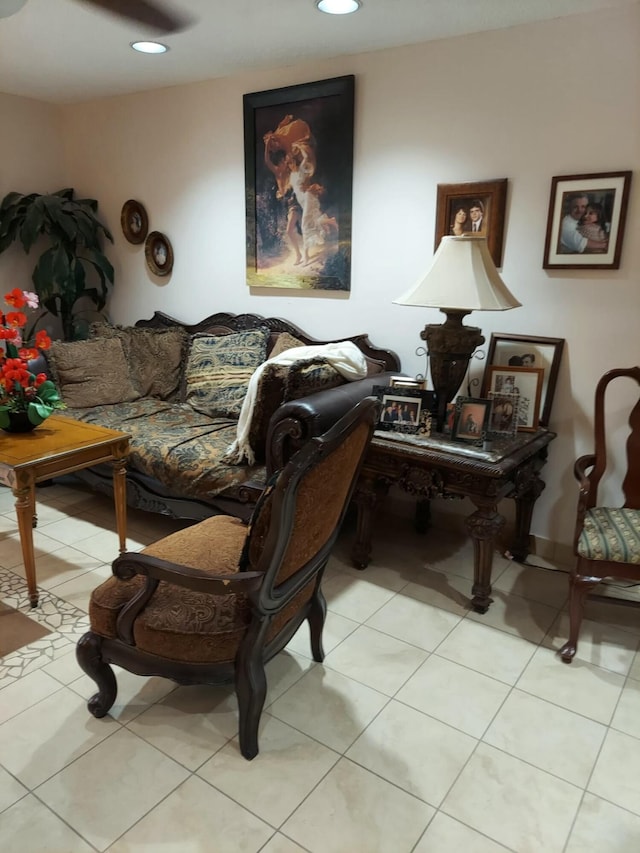 view of tiled living room