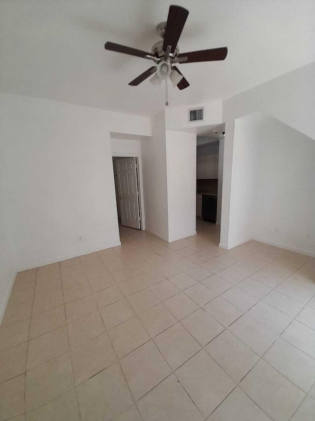 interior space featuring ceiling fan