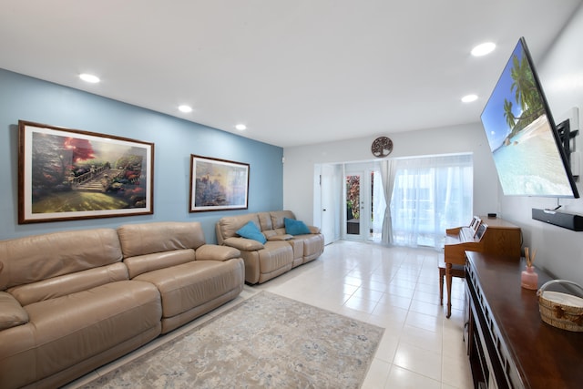 view of tiled living room