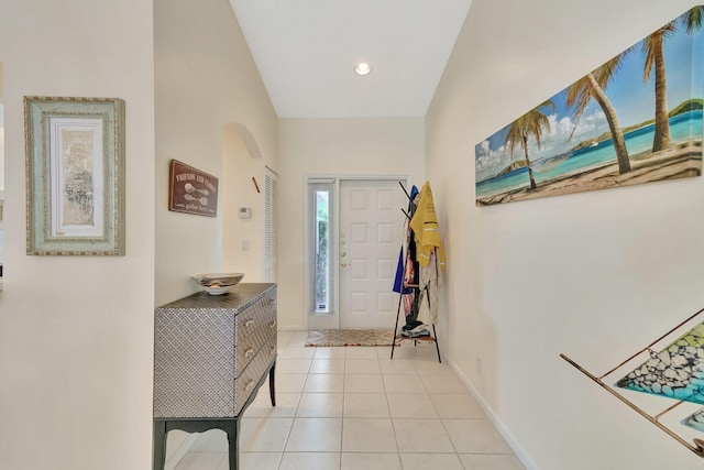 foyer with light tile patterned floors