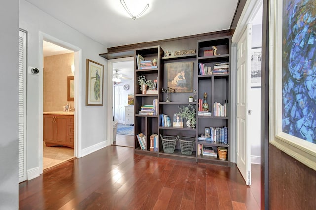 interior space with hardwood / wood-style floors