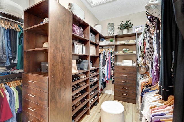 spacious closet with light hardwood / wood-style floors