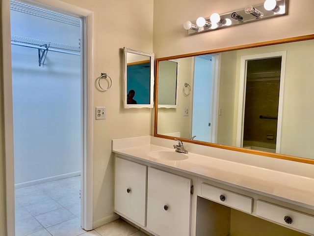 bathroom featuring vanity and tile patterned floors