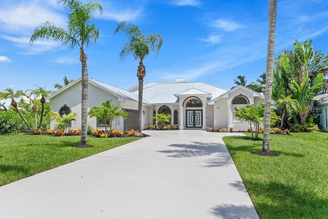 view of front of home with a front yard