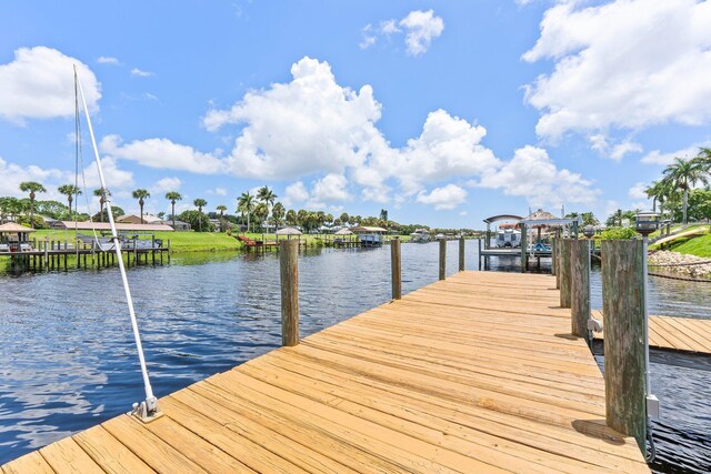 view of dock featuring a water view