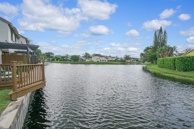 view of dock featuring a water view