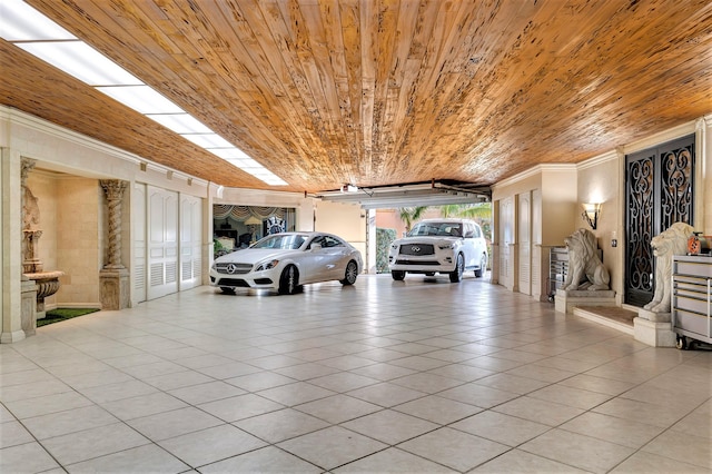 garage with wood ceiling