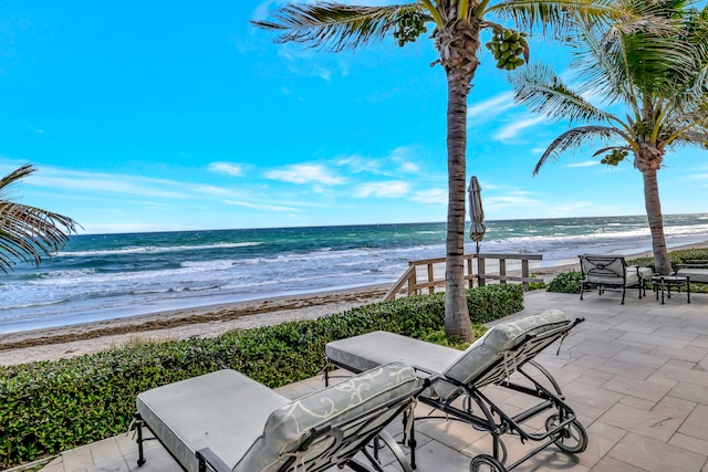 property view of water with a beach view