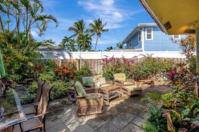 view of patio / terrace featuring an outdoor living space