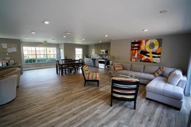 living room featuring light hardwood / wood-style flooring