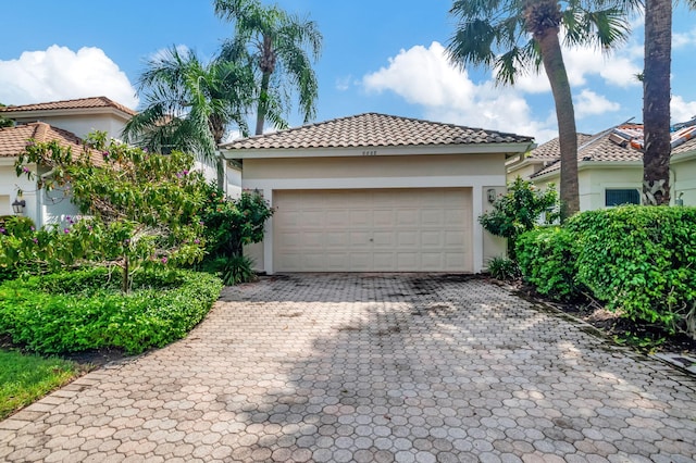 exterior space with a garage