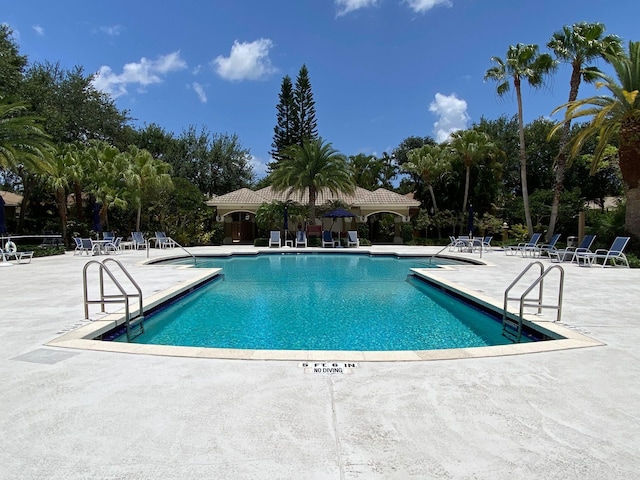 view of pool featuring a patio area