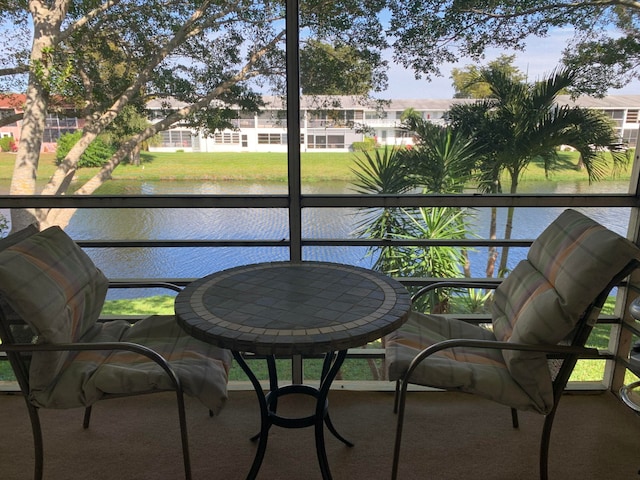 balcony with a water view