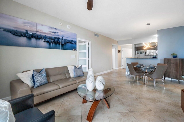 view of tiled living room