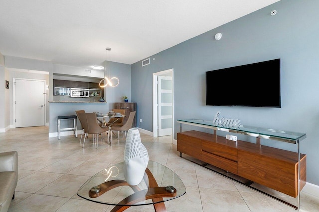 view of tiled living room