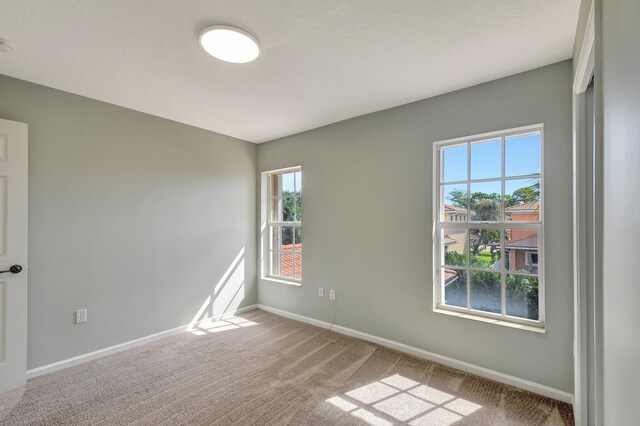 carpeted spare room featuring plenty of natural light