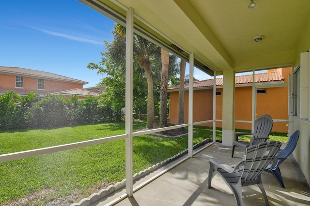 view of unfurnished sunroom