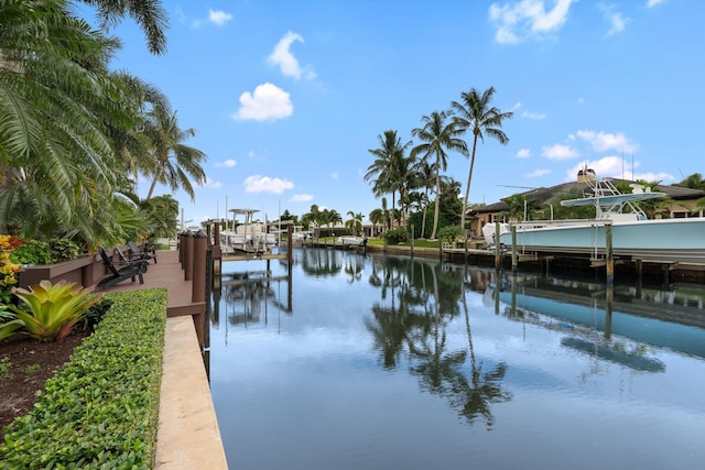 property view of water featuring a dock