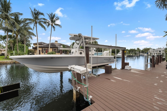 view of dock featuring a water view