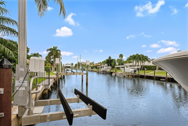 dock area featuring a water view