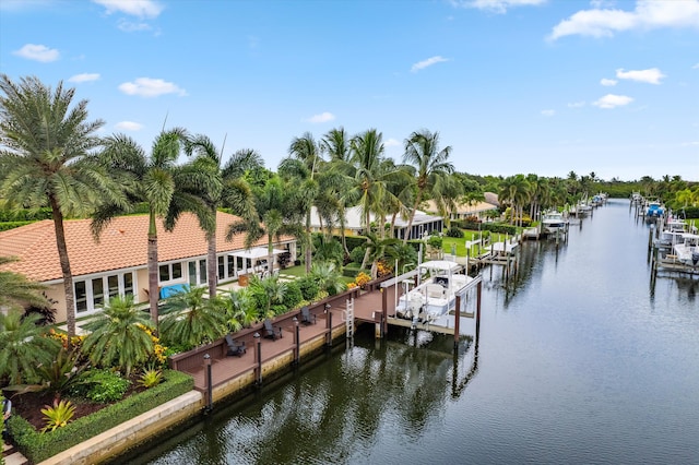 view of dock featuring a water view