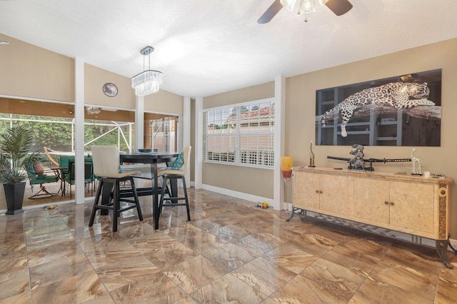 dining room with ceiling fan