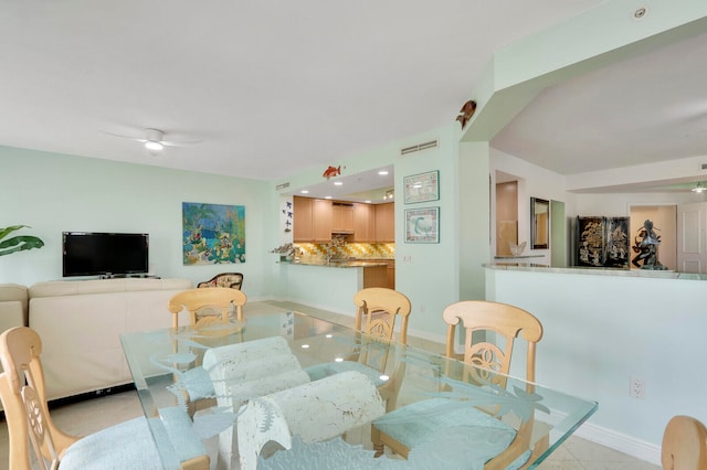 view of tiled dining room