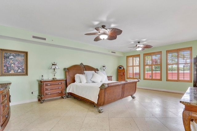 bedroom featuring ceiling fan