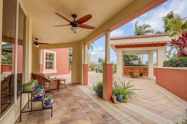 view of patio / terrace with a ceiling fan