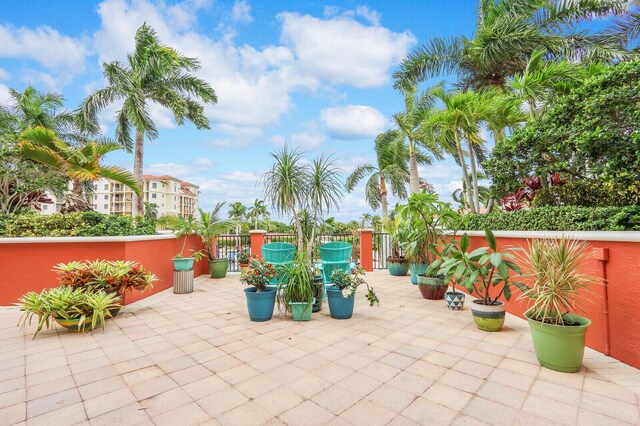 view of patio / terrace featuring fence