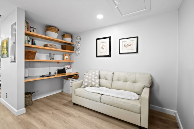 living area featuring light wood-type flooring