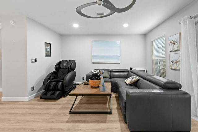 living room featuring light wood-type flooring