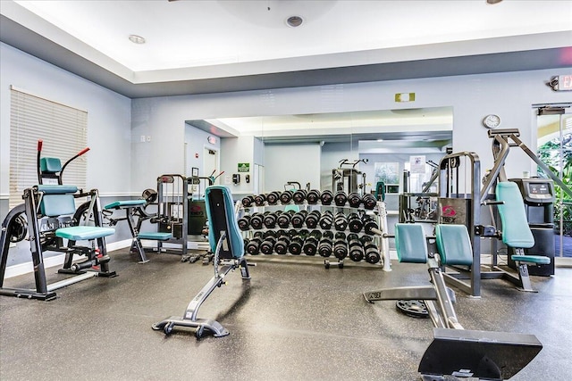 exercise room with plenty of natural light